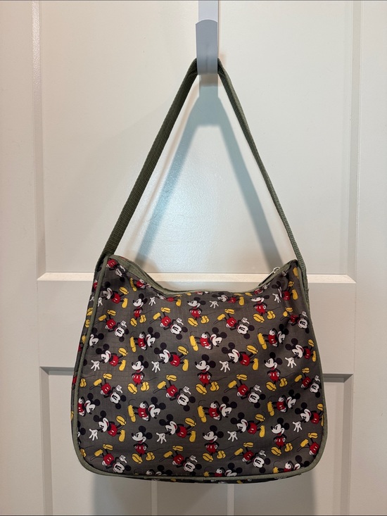 Disney Handbags - Mickey Mouse Print Shoulder Bag in Olive Green